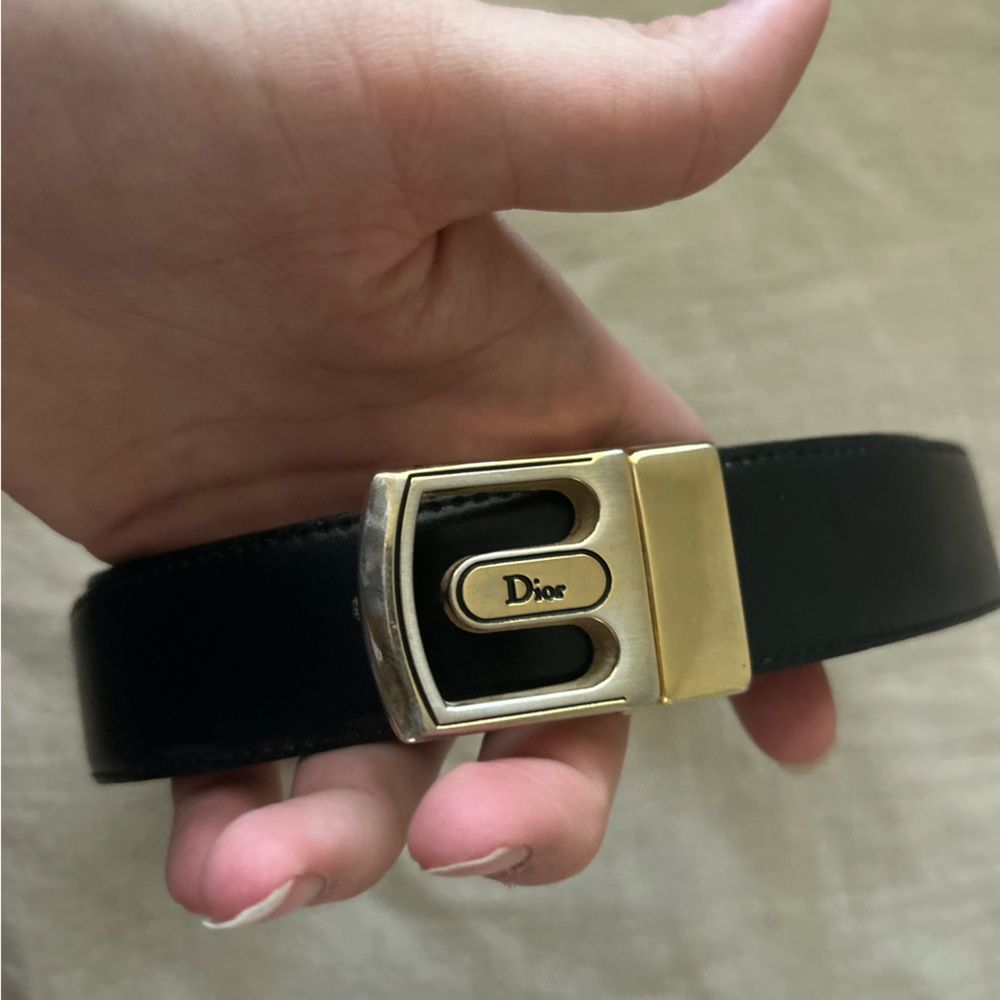 Christian Dior Belt VINTAGE Designer Belt Mens MEDIUM Brown / Black REVERSIBLE - Picture 8 of 16